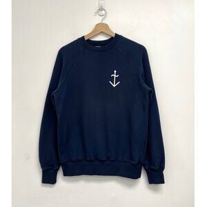 La Paz Cunha Logo Organic Cotton Anchor Nautical Coastal Raglan Sweatshirt XS